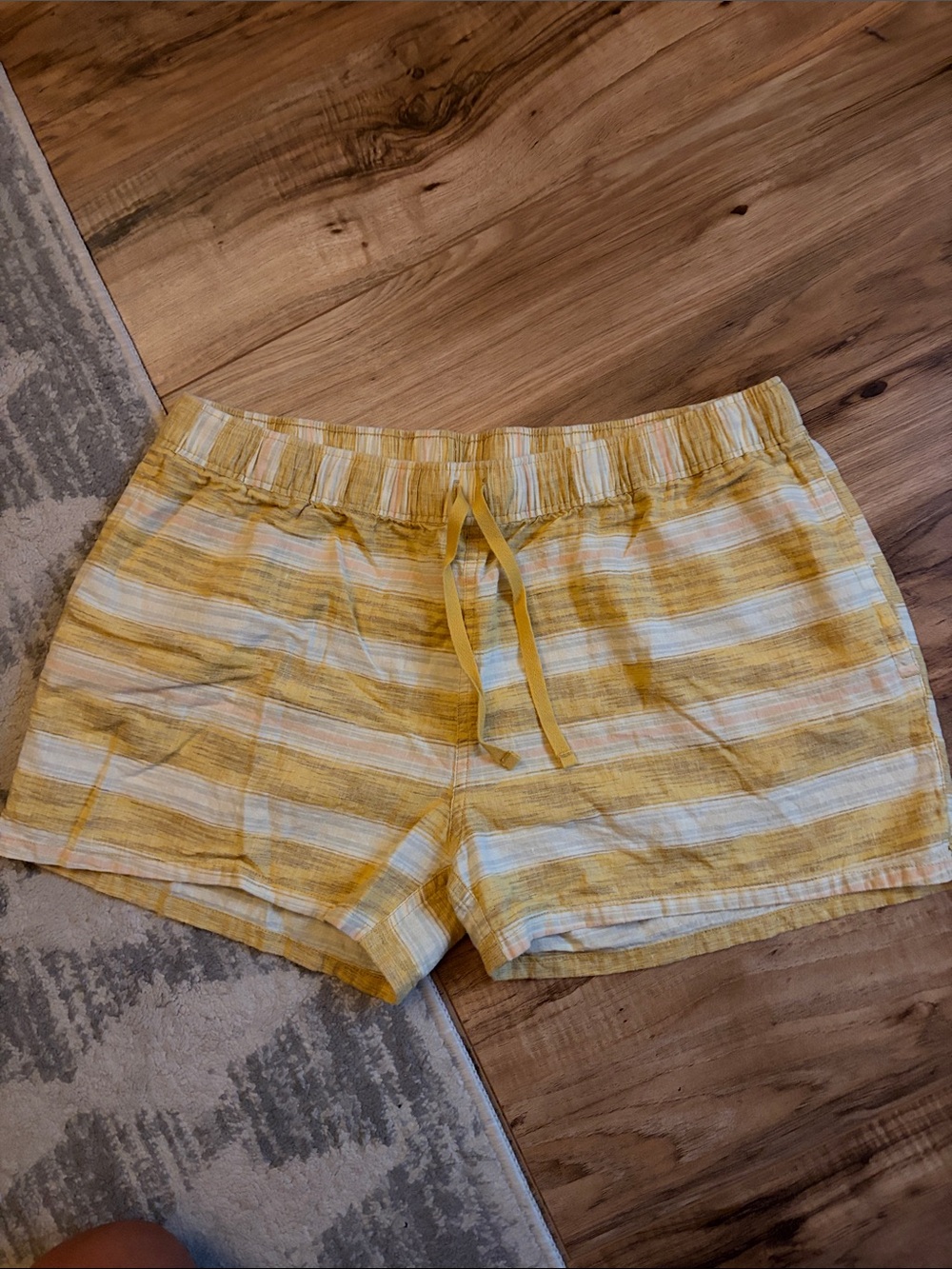Patagonia Yellow and White Striped Women's Athletic Shorts